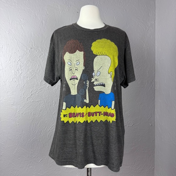 MTV Other - Large Brown Beavis and Butthead MTV Tshirt cigg hole grunge alternative 90s